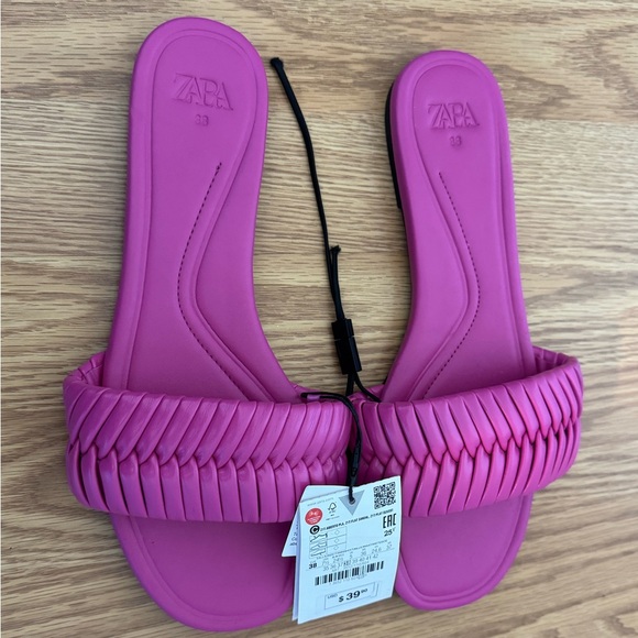 Zara Vibrant Pink Slide Sandals - Picture 3 of 6